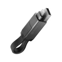 BAZIC GOCHARGE ALUCABLE, 4 IN 1 ALUMINIUM CHARGING CABLE WITH USB A/C INPUT AND USB C/LIGHTNING OUTPUT. PD FAST CHARGE 15CM - BLACK